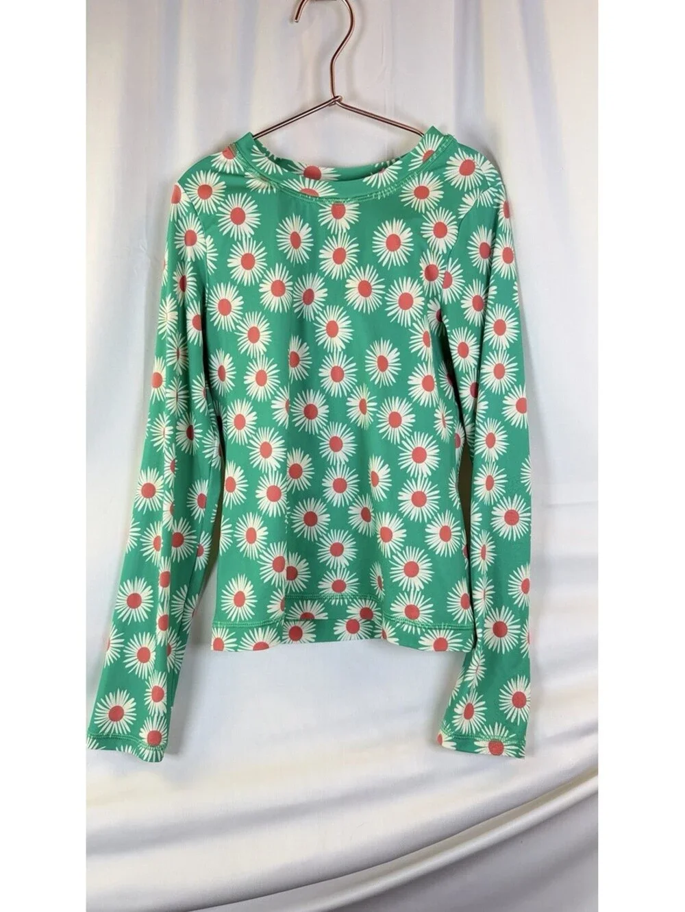 Hanna Andersson Mixie Rash Guard Swim Set Daisy on Minty Green Sz 10 (140 CM)